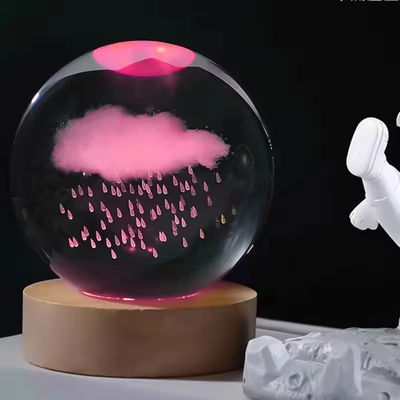 3D کریستال گلوله نور شب گلوب چراغ میز با پایه چوبی چراغ ماه هدیه تولد کودکان رمان خانه