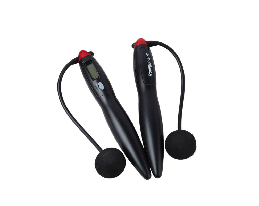 طناب پرش بدون سیم سیاه ساده JS-310 با طول 200mm و شمارنده حلقه